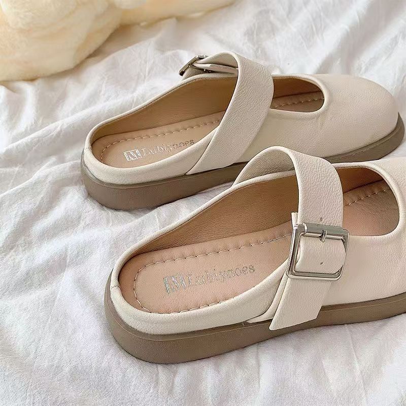 Baotou half slippers women's new outer wear with skirt sandals one pedal non-slip Mary Jane single shoes