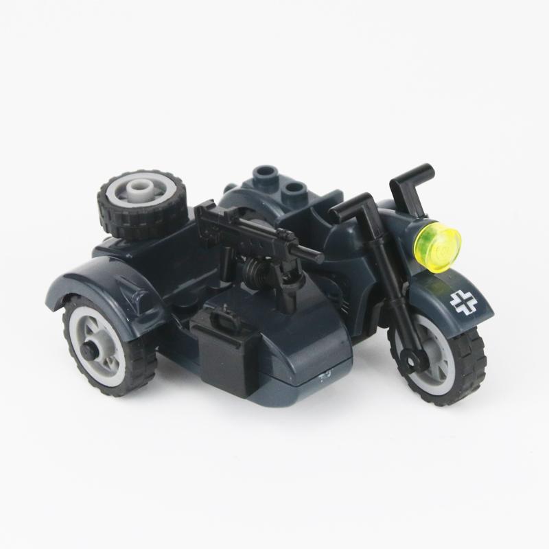WW2 Military Germany Motorcycle Accessorie Building Blocks WW2 Army Soldiers Rifle Vehicle Model Weapon Bricks Toys for