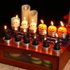 Set of 3 Halloween Themed Candle Ornaments Funny Black Cats Skull Pumpkin Witches Shape Candle for Home and Party Decors