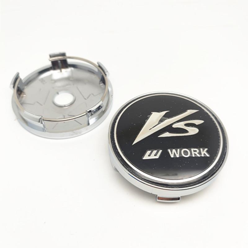 4pcs 60mm 56mm VS W Work Center Caps Car Wheel Hub Cover Emblem Badge Auto Styling