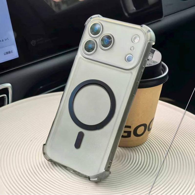 Magnetic Wireless Charging Airbag TPU Shockproof Case For iPhone 17 Pro Max  iPhone Air Magsafe Translucent Soft Silicone Cover Bumper
