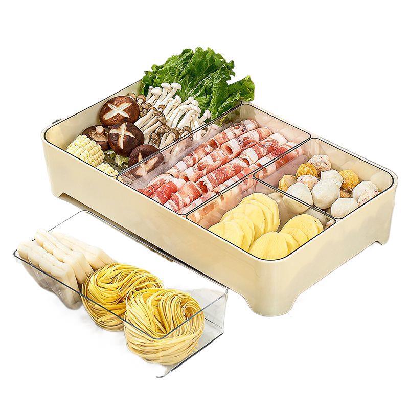 Stackable Compartmented Kitchen Tray with Draining for Hot Pot Side Dish