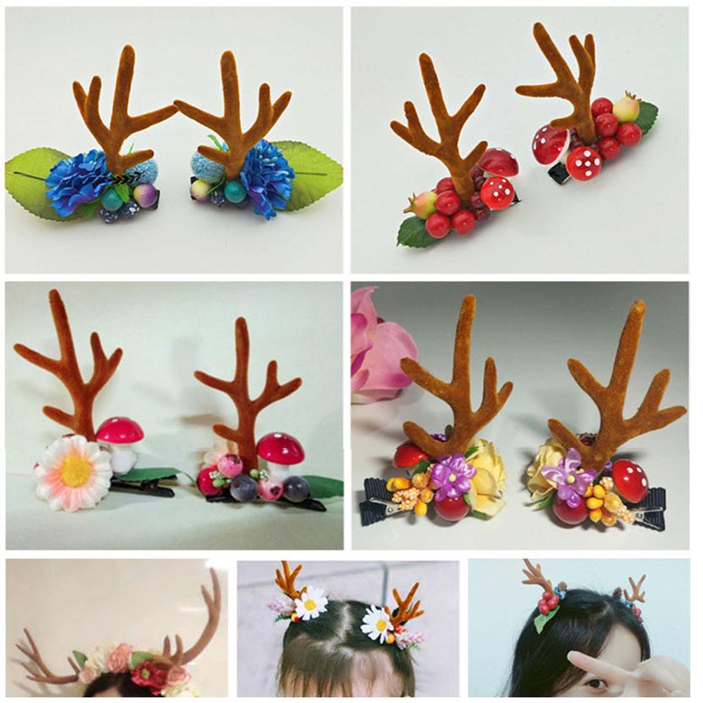 Simulation Antlers Headwear Headband Flocking Artificial Sika Deer Antlers DIY Christmas Party Supplies Halloween Props