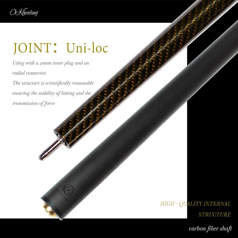 OKHEALING Carbon Fiber Pool Cue Stick Low Deflection Billiard Cue 12.4mm Tip, Uni-loc Joint 147cm/58inch 19Oz Weight, Play Cue