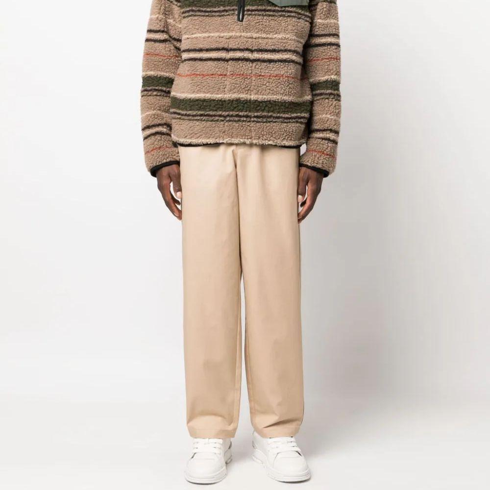 Adidas Originals Logo Print Mid-Rise Elastic Waist Straight Leg Solid Color Casual Pants Men Bottoms Phantom-Beige IR7584