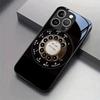Funda de Teléfono Negra de Cristal Templado con Patrón de Dial Giratorio Retro para Samsung Galaxy S25 S24 S23 Ultra Plus FE Cubierta a Prueba de Golpes