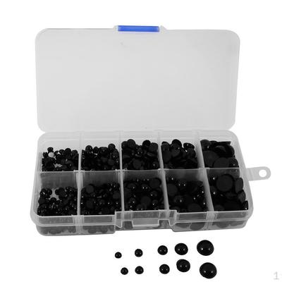 760 kusů 4-10 mm kulaté černé ploché plastové panenkové oči pro zvířecí loutky DIY výrobu