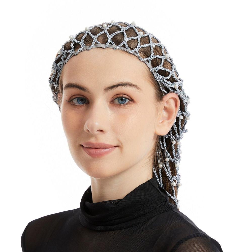 Pärlstickad Hålnätshalsduk Hårnät Håraccessoarer Elastisk Halsduk Dam