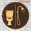 Acrylic Painting Vintage Toilet and Shower Split Sign Rustic Bathroom Wall Decor for Restroom Washroom Farmhouse and Industrial