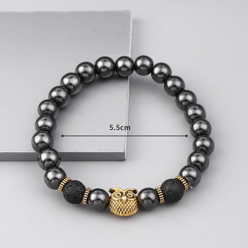 Personalized Owl Beaded Bracelet with Magnetic Iron Core Stone Beads