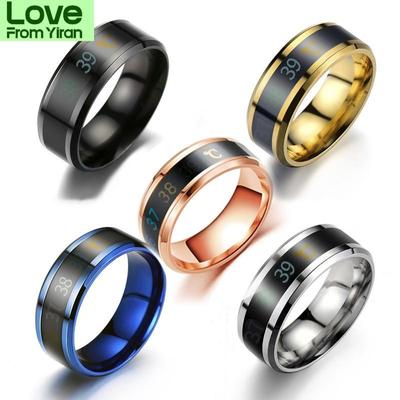 Smart Sensor Body Temperature Ring Stainless Steel Fashion Display Real -Time Temperature Test Finger Ring