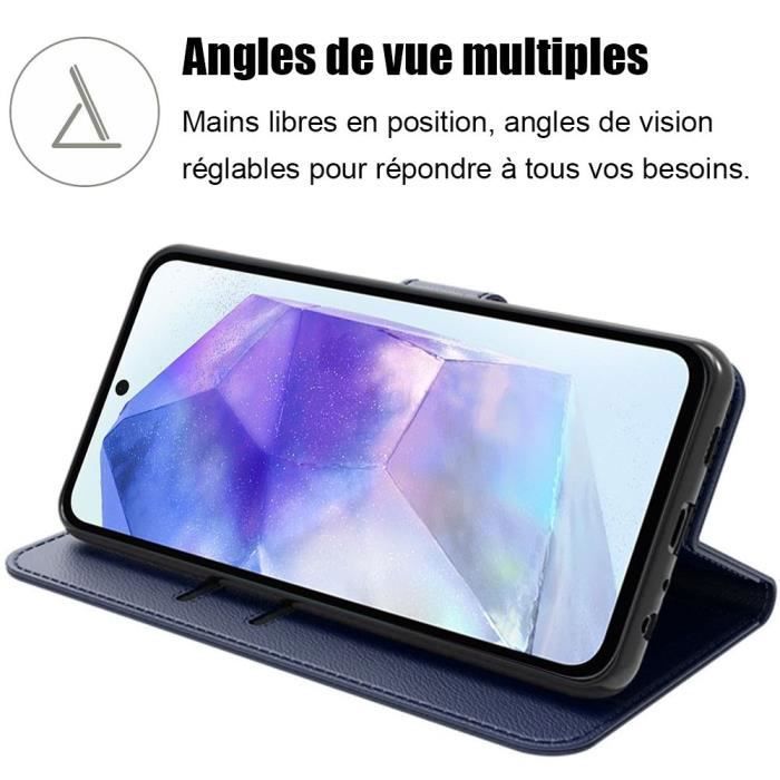 Coque de protection - Samsung - Galaxy A55 5G - Antichoc - Cuir PU - Support horizontal
