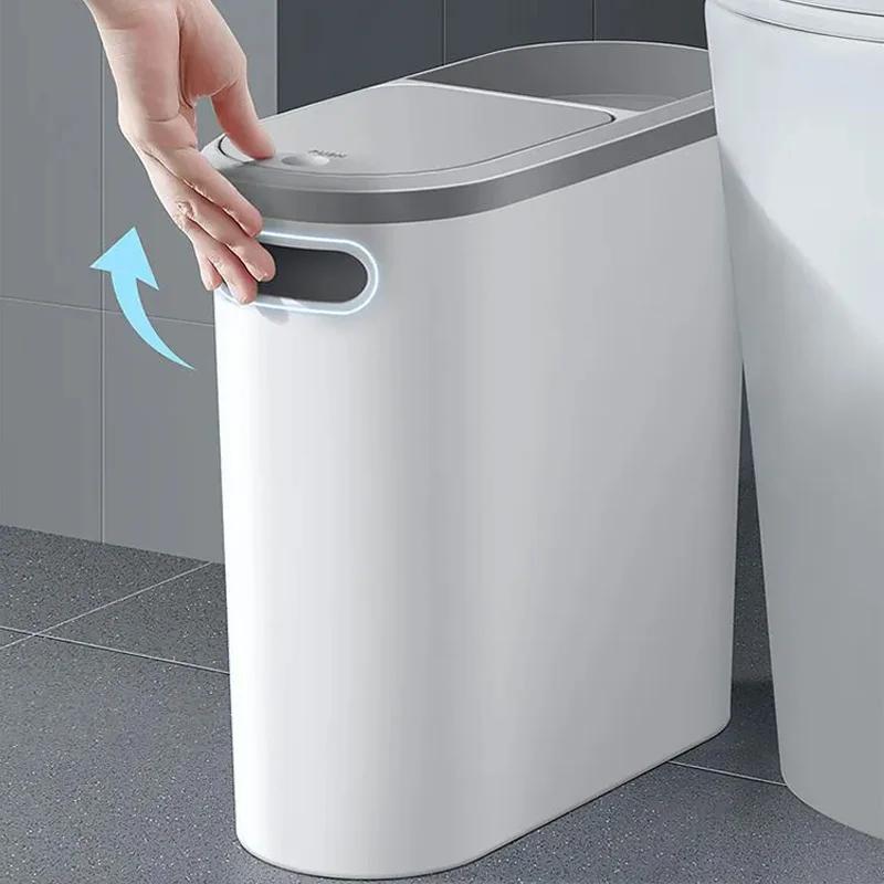 10L koupelnový odpadkový koš s velkou kapacitou, tichý uzavřený plastový koupelnový odpadkový koš s víkem, kuchyňské koupelnové doplňky
