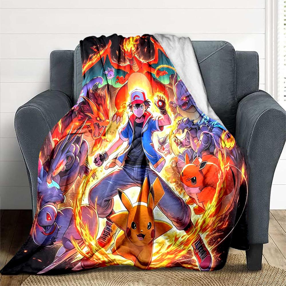 1pc , Charizard Flannel Blanket [Cozy Throw Blanket] For Sofa, Bed, Travel, Camping, Livingroom, Office, Couch, Chair, And Bed