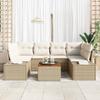 Garden Sofa Set with Cushions 7 Pcs Beige Poly Rattan
