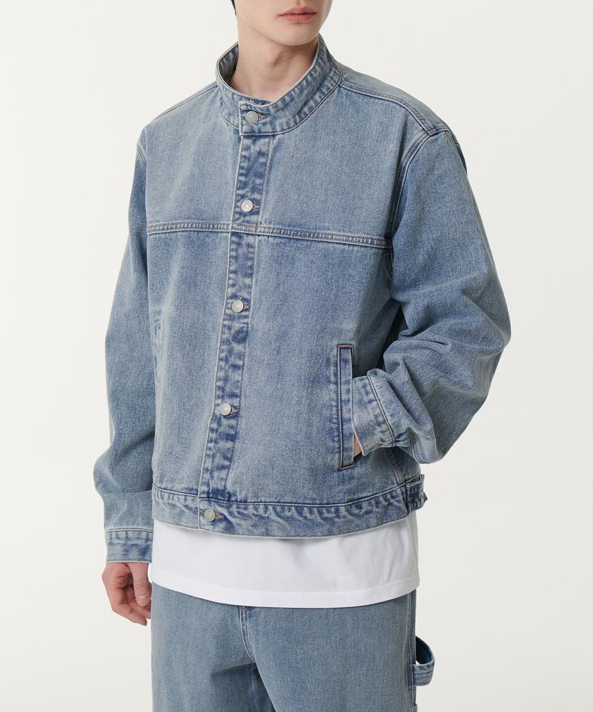 Musinsa Standard Relaxed Stand Collar Denim Trucker Jacket [Light Indigo]