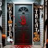Halloween Porch Sign Pumpkin Spider Web Courtyard 1 Pair Polyester Indoor Outdoor Decor