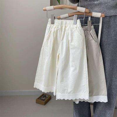 Pantalon Large Patchwork en Dentelle Style Coréen pour Filles, Mode Printemps, Pantalon Droit Polyvalent