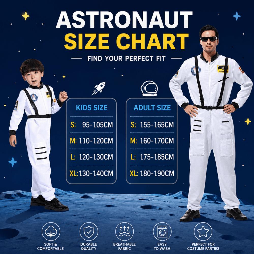 Zip Closure Spaceman Jumpsuit Dress Up Spacesuit Outfit Astronaut Costume Bodysuit Kids Adults