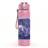 1PC Blue Tiger Dark Pattern Art 750ml Color Plastic Sports Water Bottle Leakproof Flip Straw Lid Suitable for Sports Office Home Use