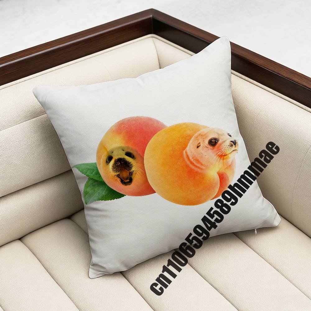 For Throw Pillow Case Sham 45X45Cm 35X35Cm Square Bedroom Seals Fruit Cute Seal Sea Meme Pillowcase Cushion Cover
