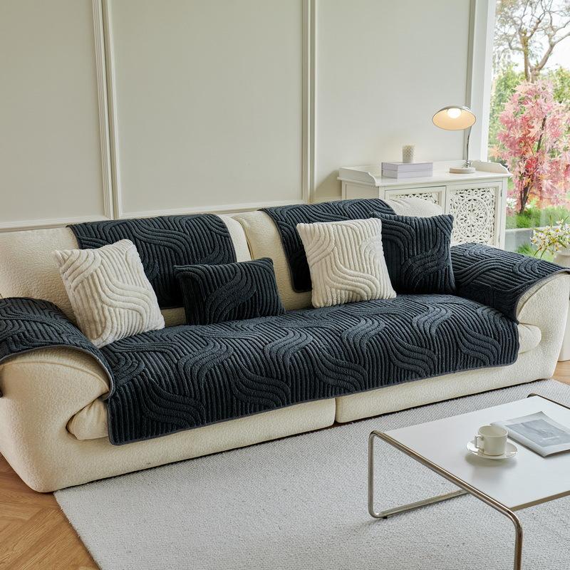 Plush Sofa Cushion Autumn And Winter  New Non-Slip Winter Seat Cushion High-End Leather Sofa Cover Towel Winter
