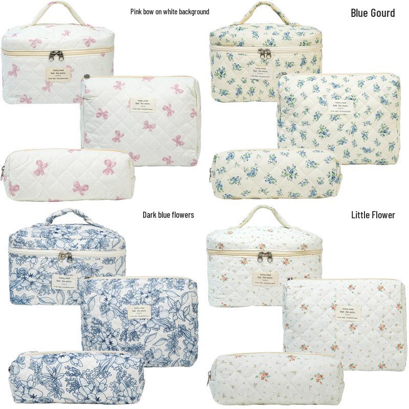 2023 Floral Cute Cotton Makeup & Toiletry Bag - Small, Fresh, Portable Storage Case