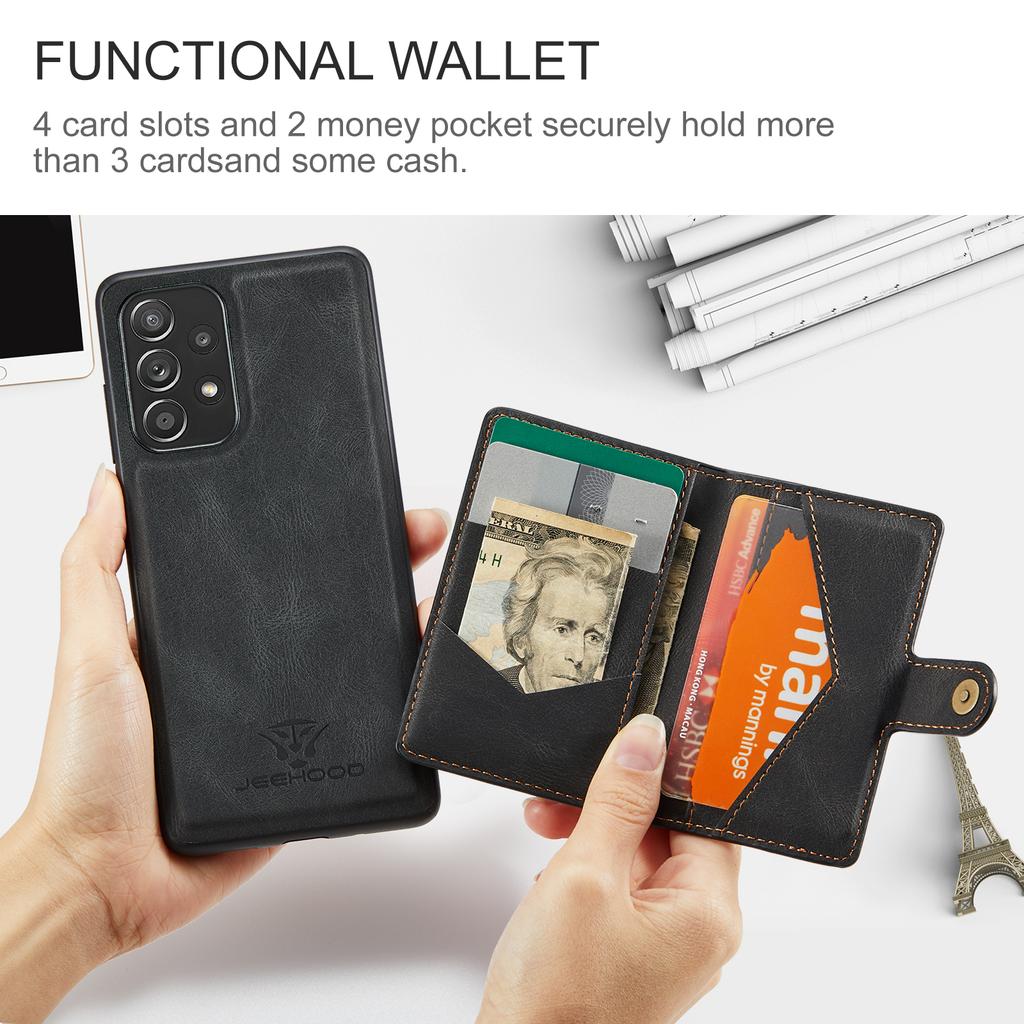 Für Samsung Galaxy A53 5G Hülle Leder Handy Rückseite Magnetisch Abnehmbare Kartentasche