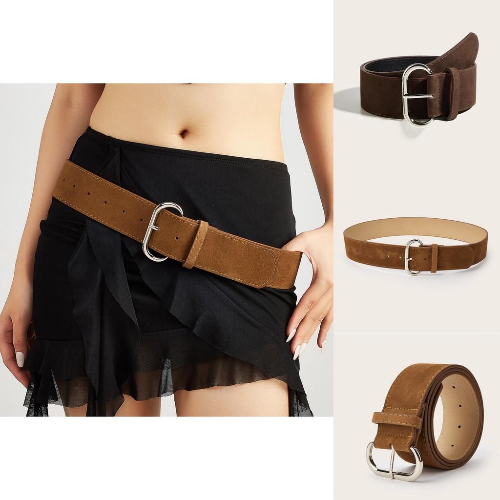 Street Style Solid Color Suede Women Casual Wide Belt For Trendy Womens Accessories