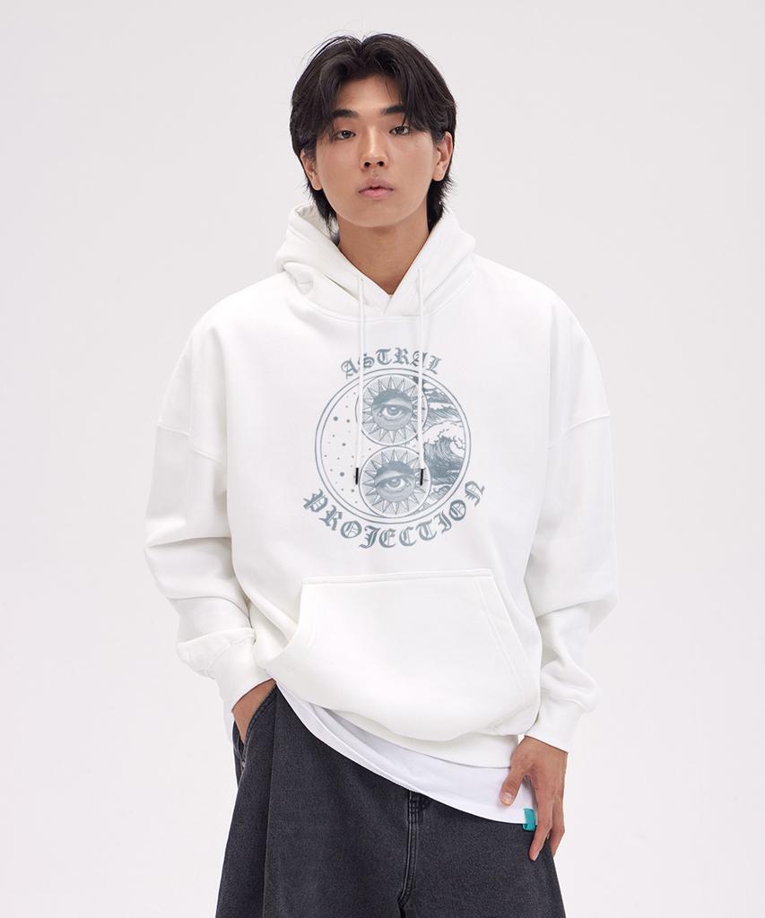 Ethnic Oversized Wide Shoulder Hoodie_White
