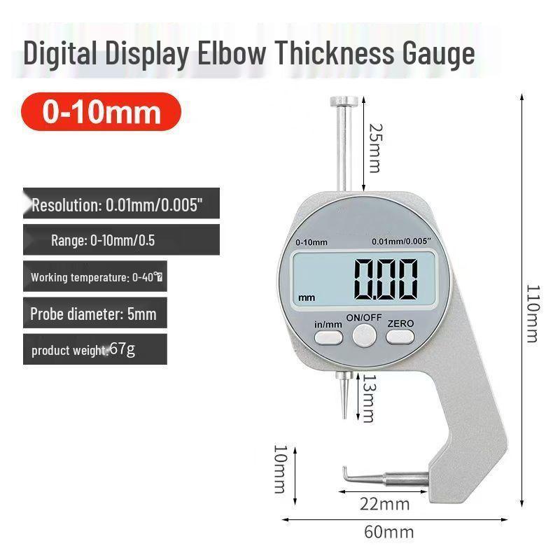 

Chixi Digital Thickness Gauge 0.01mm Precision Measure for Paper and Leather - Flat, Pointed, and Bent Tips
