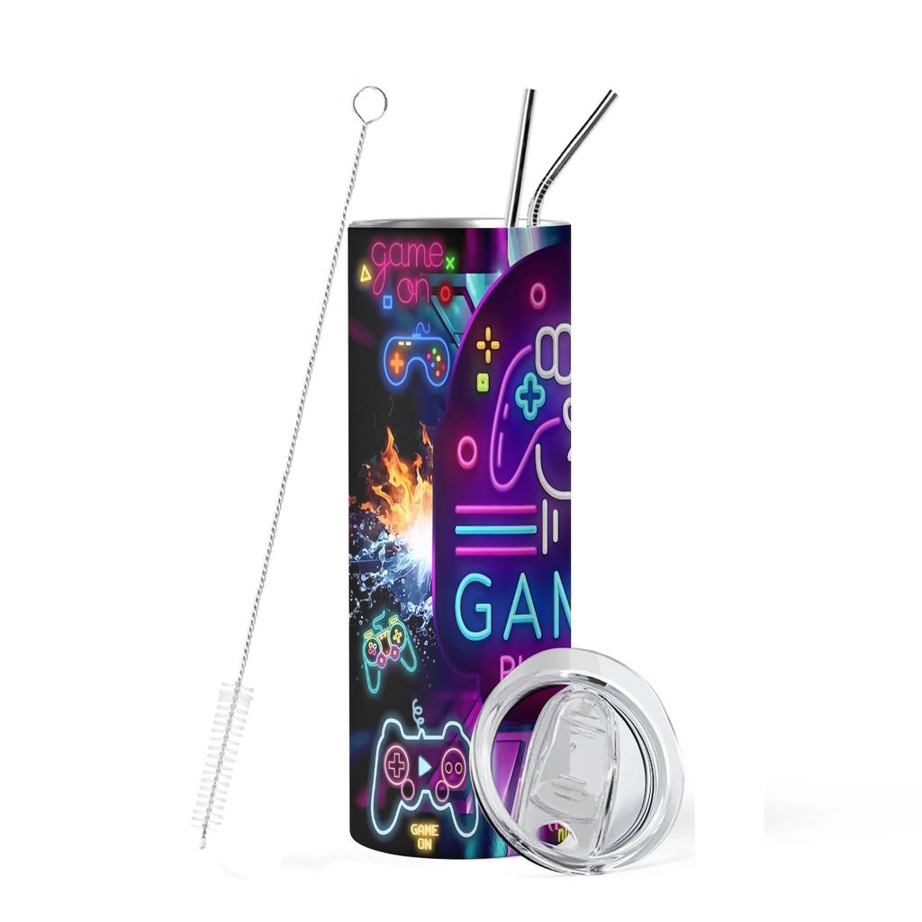 20oz Tumbler gamer win mode Vacuum cup Double Stainless Steel Water Bottle with Straw for Hot or Cold Drink The Best Player gift