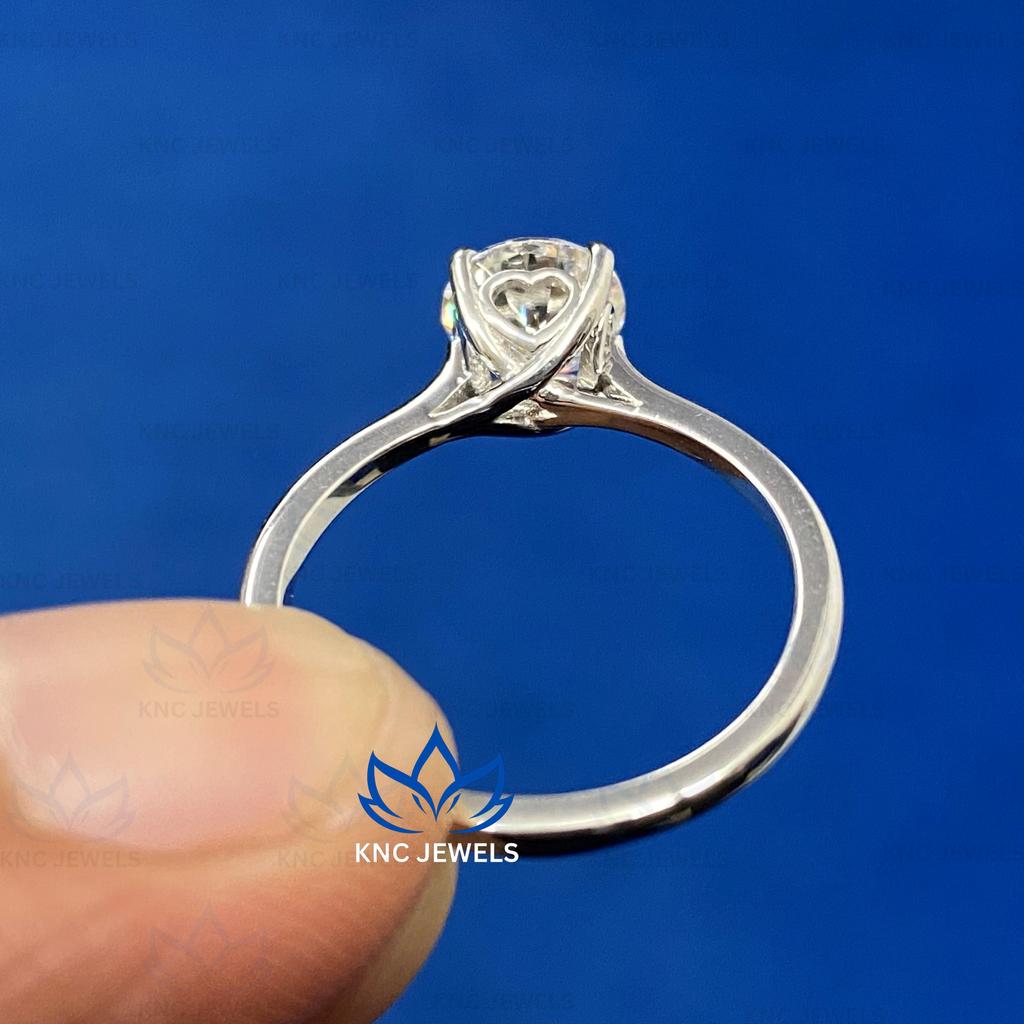 Knc Jewels Round Cut Moissanite Solitaire Engagement Ring 925 Sterling Silver Fine Jewelry