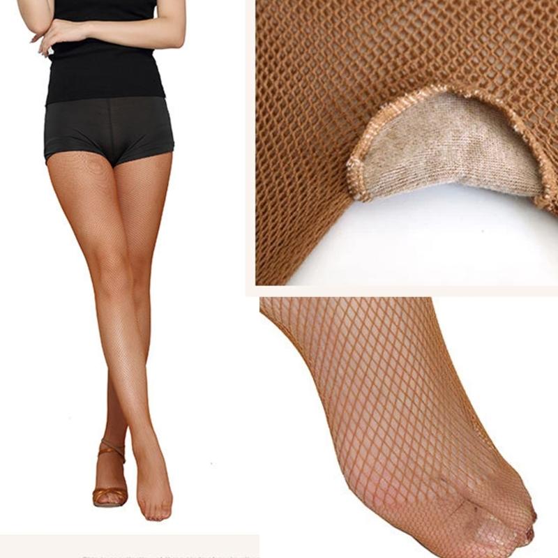 High Elasticity Fishnet Tights with Breathable Fabric Reinforced Toes Latin Dance Mesh Footed Pantyhose For Women Girls
