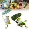 Tipsy Frog with Leaf Umbrella Resin Figurine Statue Home Garden Decor Ornament