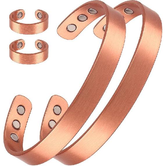 Pure Copper Magnetic Bracelet and Ring for Men and Women,Adjustable Healing Bangle with Ultra Strength Magnets,Magnetic Field Therapy (Cuff * 1 ·