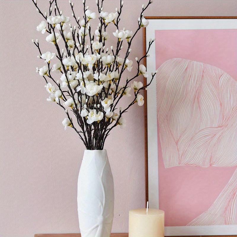 Artificial Flowers White Plum Blossom 21.7'' Fake Wintersweet Long Stem Plastic Flowers Home Hotel Office Wedding Party Garden Decor