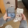 5 Pairs Autumn Winter New Vintage Dog Socks Bow Cartoon Cute Simple Color Middle Socks Fashionable Versatile Women'S Socks