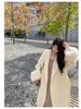 Manteau en Laine Mi-Long pour Femme avec Manches en Fourrure - Veste Décontractée Chic Automne/Hiver