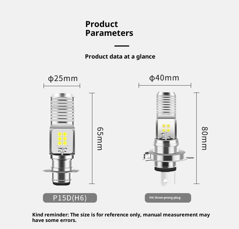 1Pc Motorcycle H4 Ba20D P15D Headlight 3030 24Msd Led Light Bulbs Dual Color White Yellow Plug And Play For Atv Moped Bike
