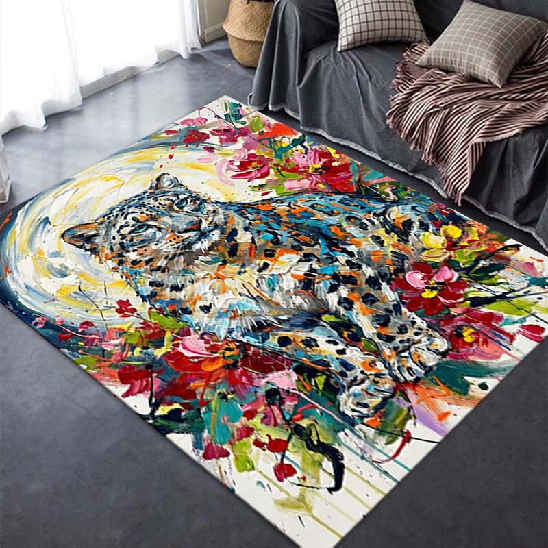 2025 New Snow Leopard Animal Carpet Rug for Living Room Bedroom Home Sofa Decoration,Kids play Non-slip Floor Mat114
