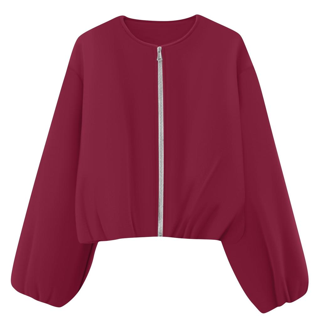 Women's Casual Fashion Loose Solid Color Short  Jacket With Pockets