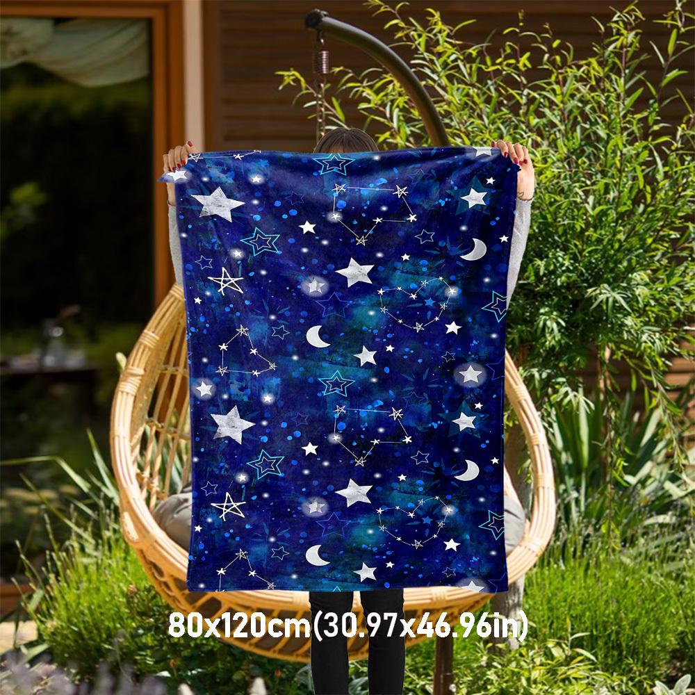 

1pc Stars Moon Outdoor Flannel Blanket Soft Warm All-Season Throw for Sofa Bed Car Camping Office, Cozy Gift Idea1194S 80x120cm(31x47inch)