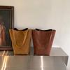 High-quality Vintage Suede Bucket Bag Large Capacity Casual All-match Single Shoulder Tote Bag Women's Korean Solid Commuter Bag