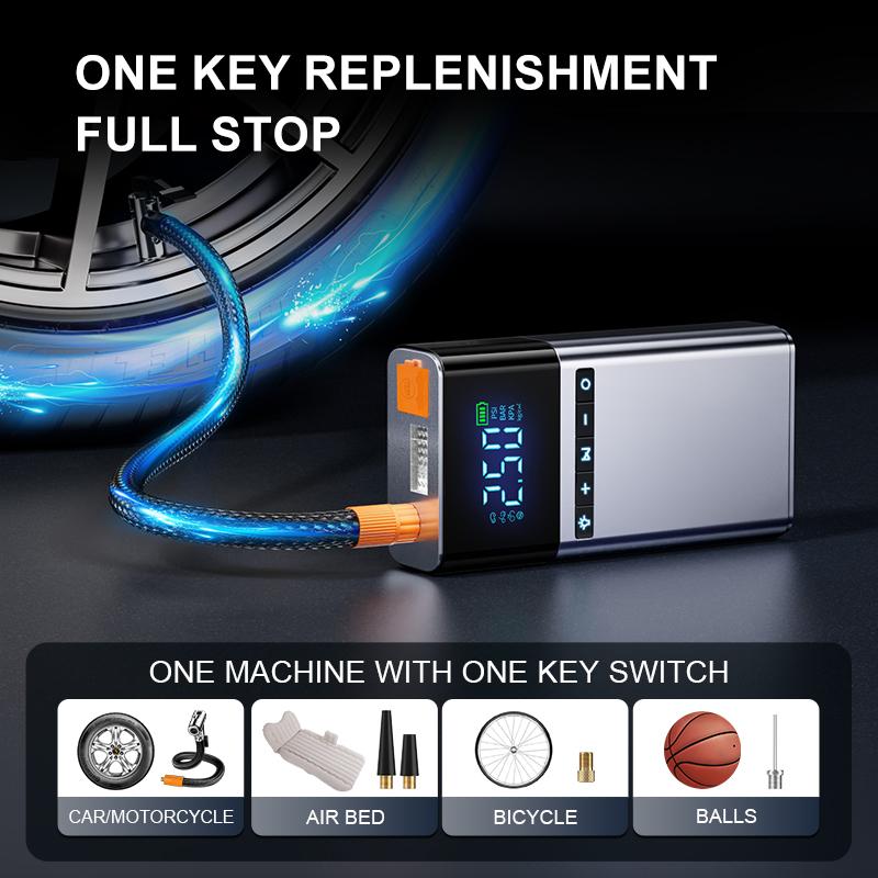 Car Jump Starter Air Pump Power Bank Lighting Portable Air Compressor 4 In 1 Cars Battery Starters Starting Auto Tyre Inflator