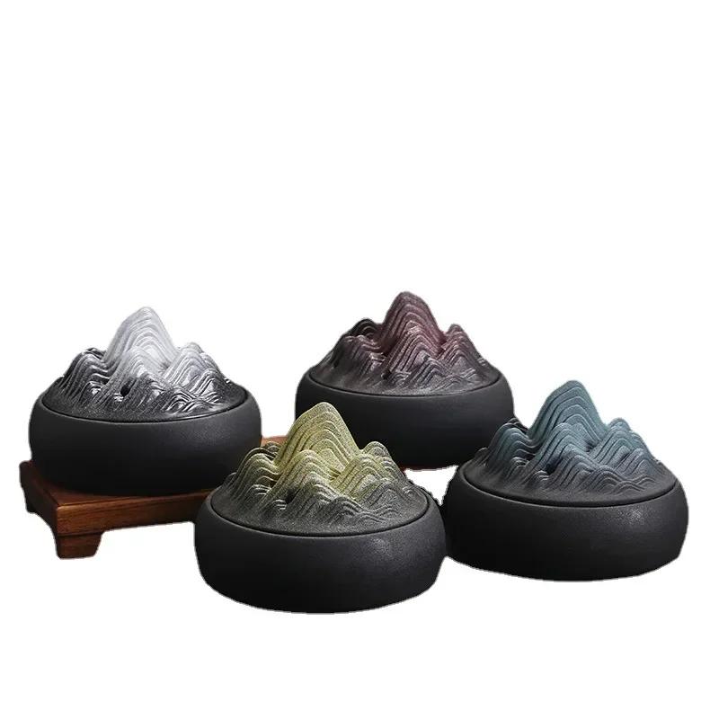 1pc Home Decor Ornaments Mountain Design Fire Prevention Incense Coils Burner Incense Holder Ceramic Censer Zen Tea Pet
