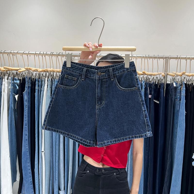 

Plus Size Dark Blue Denim Women s Summer Shorts - Korean Style, Loose, Slimming, Straight Wide-Leg Extra Large темно-синий