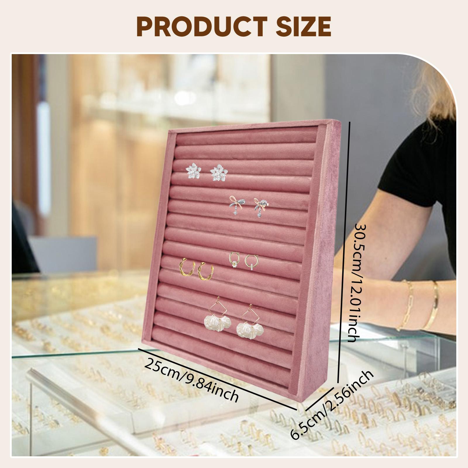 

Vertical Velvet Jewelry Display Stand - Large Adjustable Earring Necklace Ring Organizer for Shop Home Vanity Counter