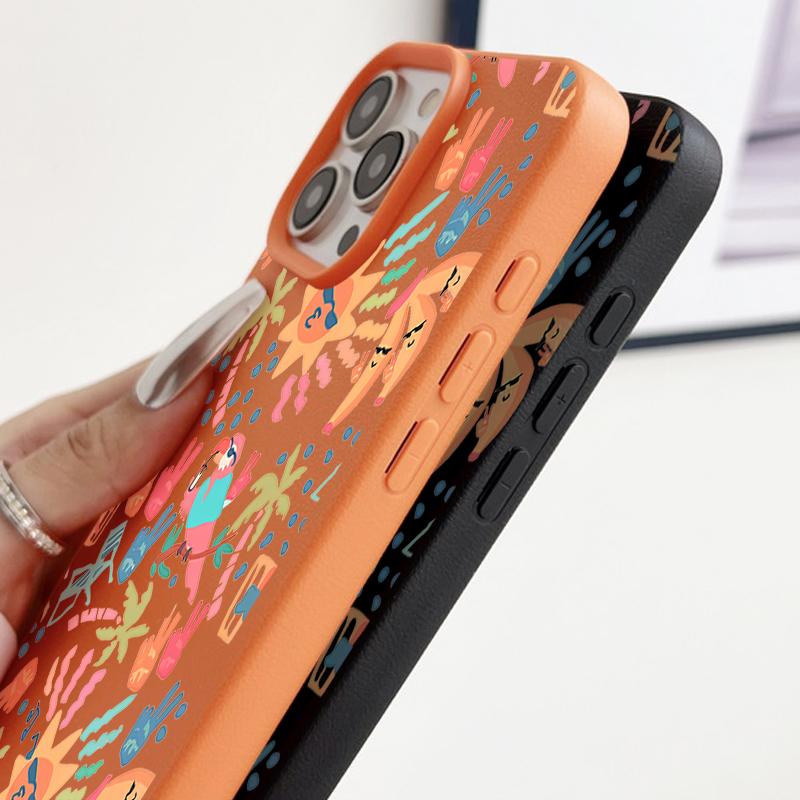 Custodia con Fantasia Cartone Animato Colorata Per iPhone 17 Pro Max iPhone 16 Pro Max 15 14 13 12 11 16E Air Copertura in Silicone con Texture di Pelle di Lusso