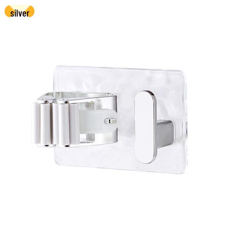 Elegant No-Drill Mop Holder with Strong Adhesive for Bathroom Wall Mounting